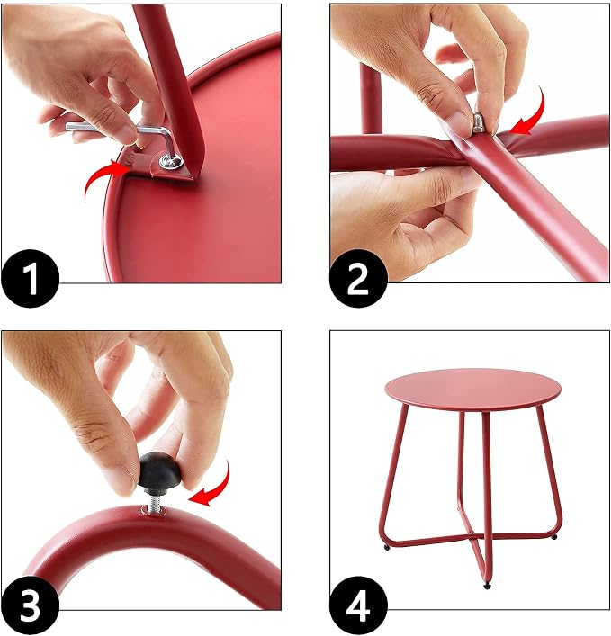 Outdoor Table Small Patio Side Table, Round Metal Side Table, Weatherproof - Image 7