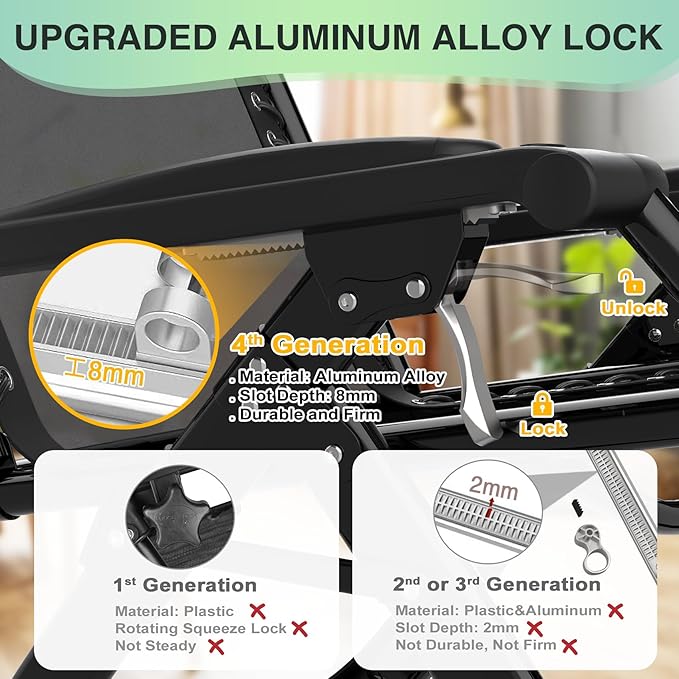 Suteck Oversized Zero Gravity Chair, 33In XXL Outdoor Recliner Chair - Image 3