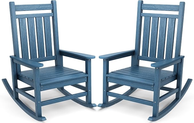 SERWALL Oversized Outdoor Rocking Chair Set of 2, HDPE Rocker by SERWALL