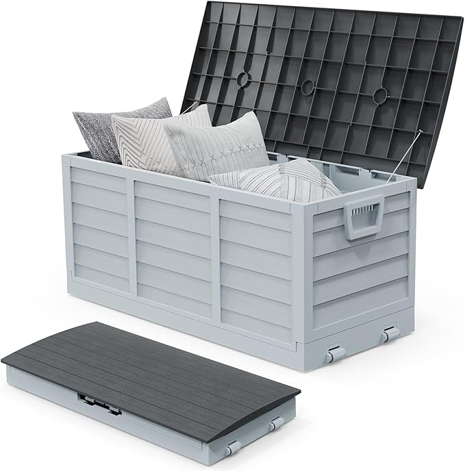 VINGLI 75 Gallon Collapsible Outdoor Storage Box, Simple-to-assemble Plastic by VINGLI