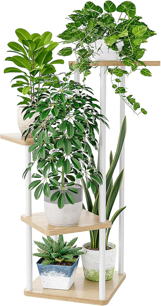 Bamworld Small Plant Stand Indoor 4 Tier Metal Plant Shelf by Bamworld