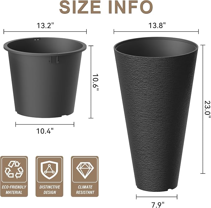 Kante Tall Round Planter Set of 2 - Image 2