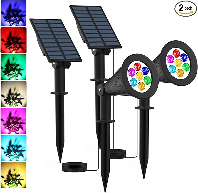 T-SUNUS RGB Solar Landscape Spotlights Christmas, Color Changing Spot Lights by T-SUNUSLighting