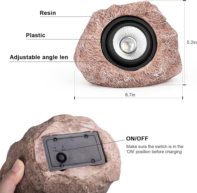 2 Pack Solar Rock Lights, Outdoor Decorative Garden Spotlights - Image 5