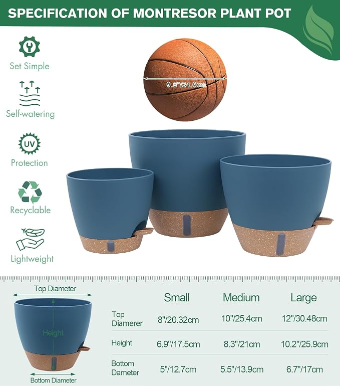8/10/12 Inch Large Self Watering Pots - Image 7