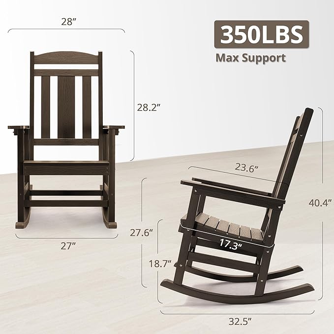 LUE BONA Outdoor Rocking Chairs Set, Poly Porch Rockers - Image 3