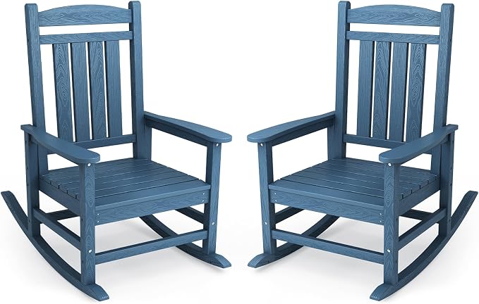KINGYES Oversized Patio Rocking Chair Set of 2, High Density Polyethylene by KINGYES