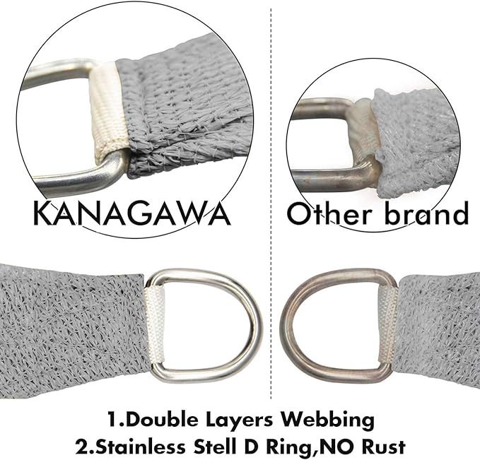 KANAGAWA Sun Shade Sail 12'x16' Gray Rectangle UV Block Canopy Awning Shelter - Image 4