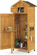 Goplus All-in-One Storage Shed, Vertical Utility Tool Organizer w/Shelves & by Goplus