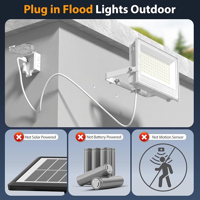 Onforu 120W Flood Lights Outdoor, 12000lm White LED Work Light - Image 2