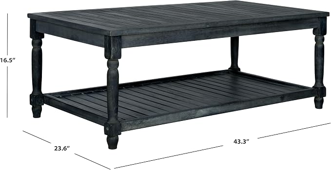 Safavieh Outdoor Collection Oakley Dark Slate Grey Coffee Table - Image 2
