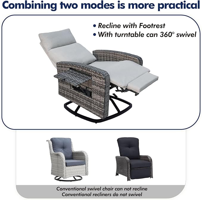 Outdoor Recliner Chair, Wicker Patio Recliners - Image 6