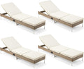 HOMREST Outdoor Chaise Lounge Chair Set of 4, Patio Wicker Lounge Chairs by HOMREST