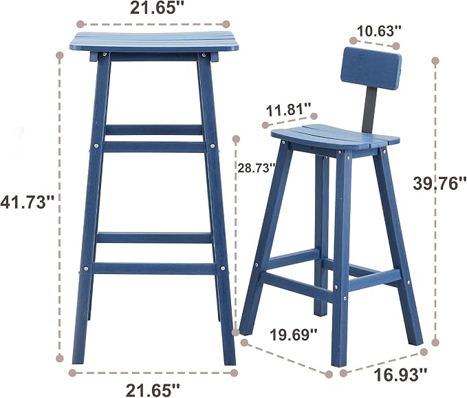 3-Piece Outdoor Counter Height Bar Table Set, HDPE Weather Resistant - Image 3
