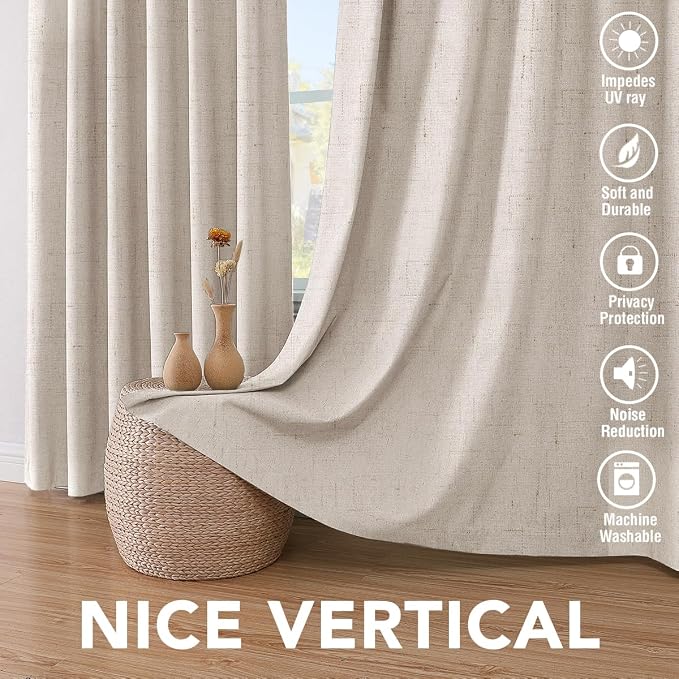 H.VERSAILTEX Linen Blackout Curtains 54 Inches Long 100% Blackout Thermal - Image 7