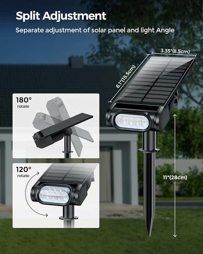 Solar Spot Lights Outdoor, 12 Color Modes Landscape Light Waterproof IP67 - Image 3