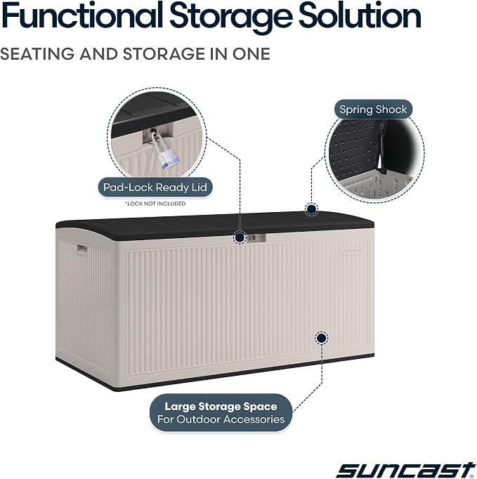 Suncast 160-Gal. Resin Extra-Large Outdoor Patio Deck Box - Image 5