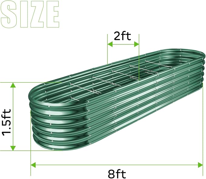 Land Guard 8×2×1.5ft Galvanized Raised Garden Bed Kit, Raised Garden Boxes - Image 2