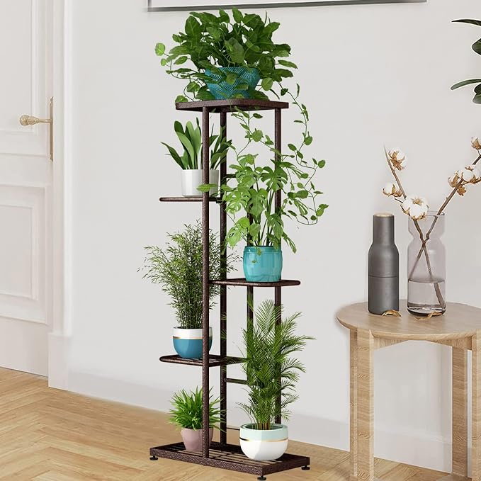 LINZINAR Plant Stand Metal 5 Tier 6 Potted Multiple Flower Pot Holder Shelf - Image 6