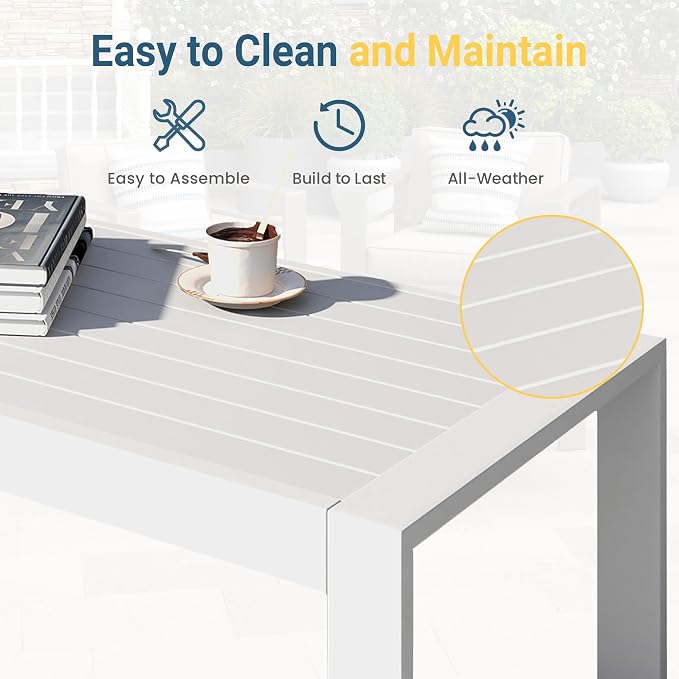 Wisteria Lane Aluminum Outdoor Furniture Patio Coffee Table, All-Weather - Image 5