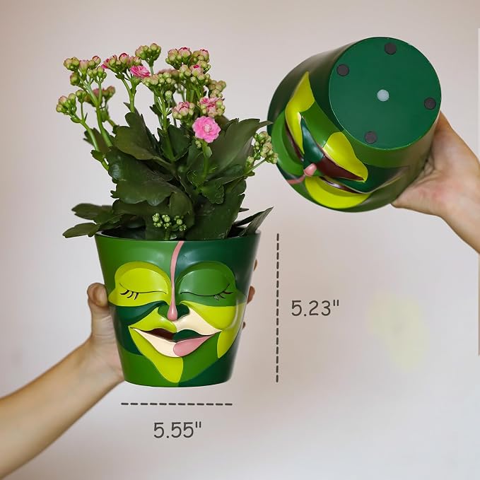 GUGUGO Face Planters Pots with Drainage, Abstract Gardening Pots - Image 3