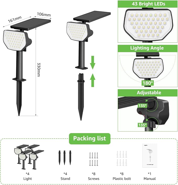 Lepro Solar Decorative Spot Lights 2 Pack, Warm White Accent Lights - Image 9