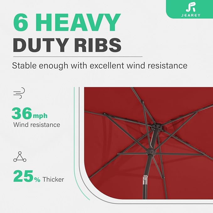 JEAREY 6.5x10 ft Rectangular Patio Umbrellas Rectangle Outdoor Umbrella - Image 9
