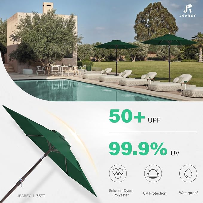 JEAREY 7.5FT Patio Umbrella Outdoor Market Umbrella - Image 3