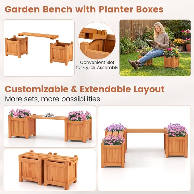 Giantex 4-in-1 Outdoor Bench - Image 6