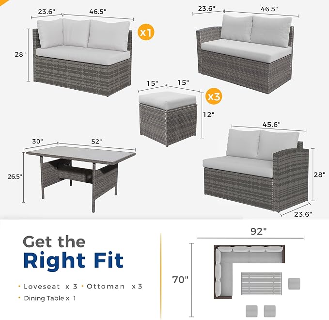 Wisteria Lane 7 Piece Patio Furniture Set, Wicker Patio Sectional - Image 2