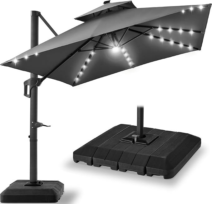 Best Choice Products 12x12ft LED Cantilever Patio Umbrella w/Base Included & by BestChoiceProducts