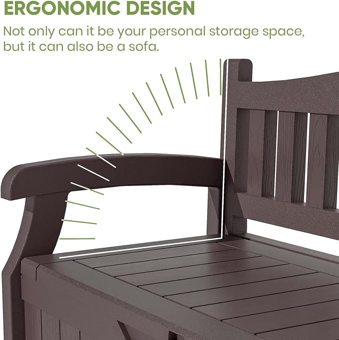 Patiowell 75 Gallon Plastic Storage Bench, Water-Resistant Deck Box - Image 5