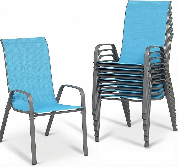 MAMIZO Patio Dining Chairs, Stackable All Weather Teslin Chair, Heavy Duty by MAMIZO