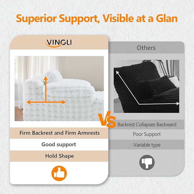 VINGLI 67.7" Oversized Chaise Lounge Chair Indoor Reading Chairs Comfy Bubble - Image 4