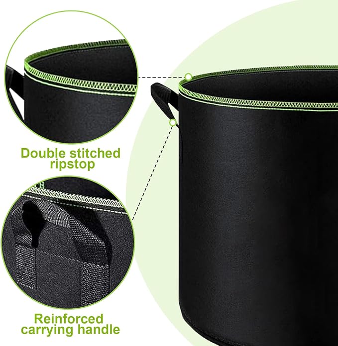 6-Pack 5 Gallon Grow Bags - 300G Heavy Duty Aeration Fabric Pots - Image 4