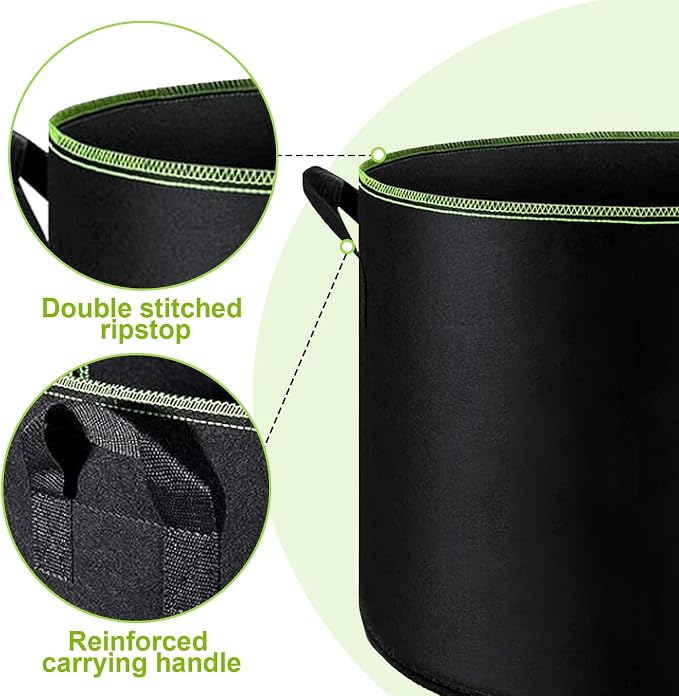 6-Pack 7 Gallon Grow Bags - 300G Heavy Duty Aeration Fabric Pots - Image 4