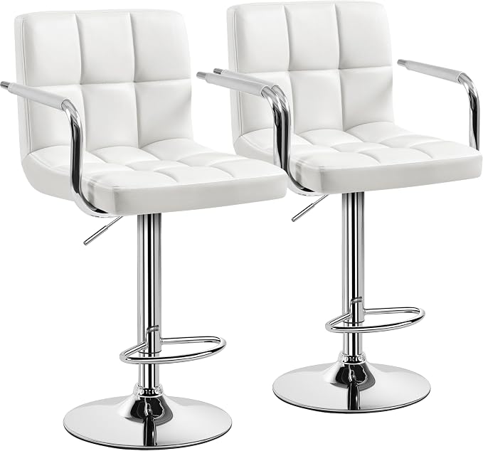 Yaheetech Bar Stools Set of 2, PU Leather Adjustable Swivel Barstools, by Yaheetech
