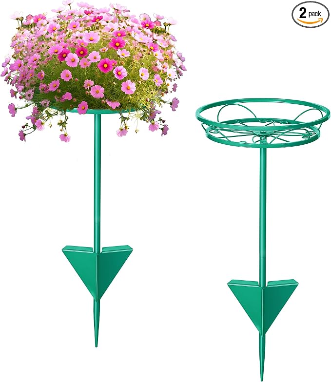 Tellingyou 2 Pack Adjustable Outdoor Flower Pot Stand, Metal Outdoor Plant by Tellingyou