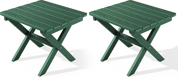 SERWALL Folding Outdoor Side Table Set of 2, Portable Adirondack Side Table by SERWALL
