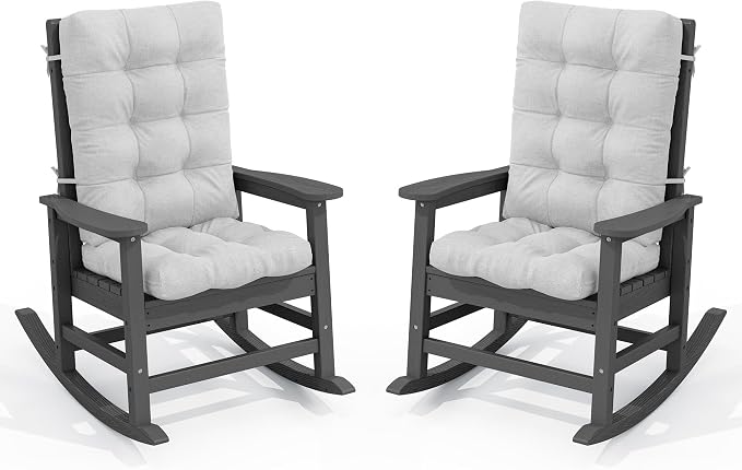 SERWALL Oversized Outdoor Rocking Chair Set of 2, HDPE Rocker by SERWALL