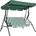 Outdoor Porch Swing Chair with Adjustable Canopy & Striped Seat Cushion by Garvee