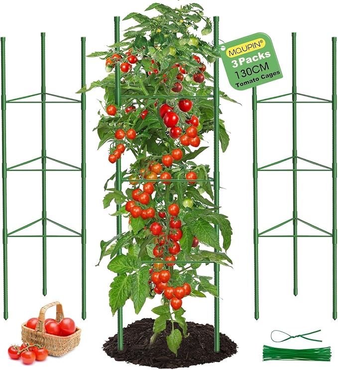 6 Pack Tomato Cages, 51.2in Tomato Plant Support Stakes Heavy-Duty, Garden by MQUPIN