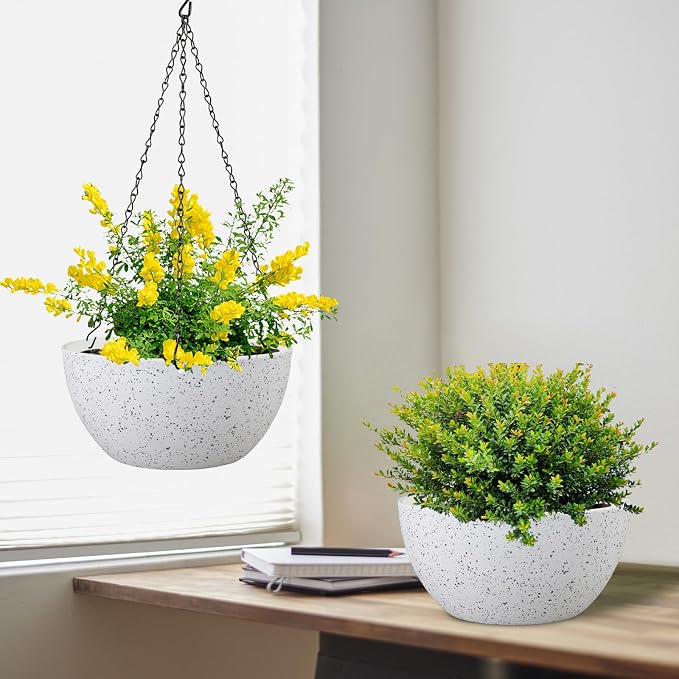 8 inch Hanging Planters for Small Indoor Outdoor Plants, 2 Pack Hanging Flower - Image 5