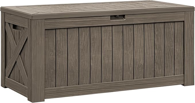 Flamaker Resin Deck Box 120 Gallon Waterproof Large Outdoor Indoor Storage Box by Flamaker