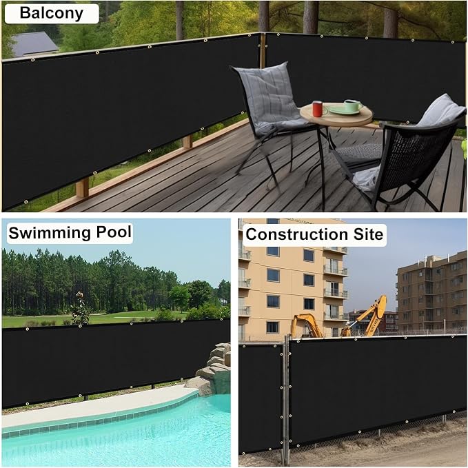 UPGRADE Privacy Fence Screen 8'x11' Black Outdoor 90% Visibility Blockage 170 - Image 8