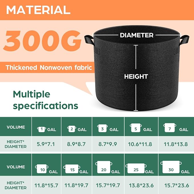 10 Pack 30 Gallon Grow Bags, Thickened Nonwoven Fabric Planter Pots - Image 2