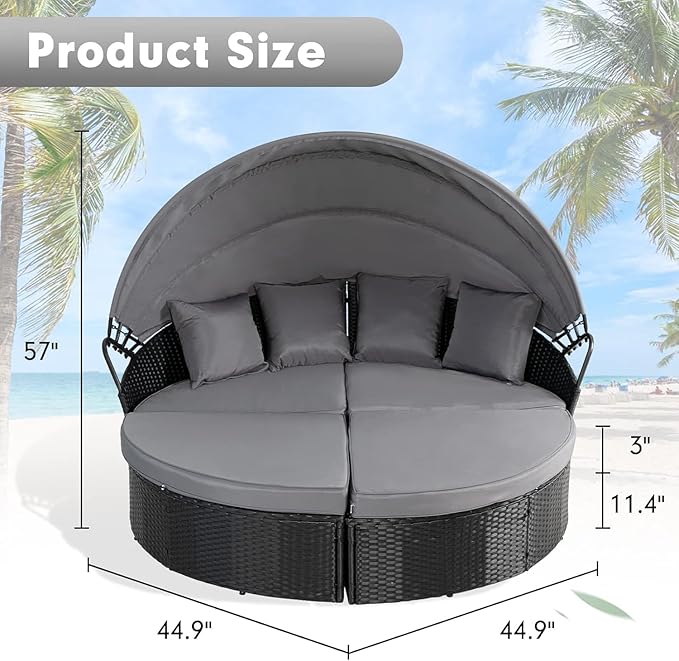 SUNCROWN Outdoor Patio Round Daybed - Image 2