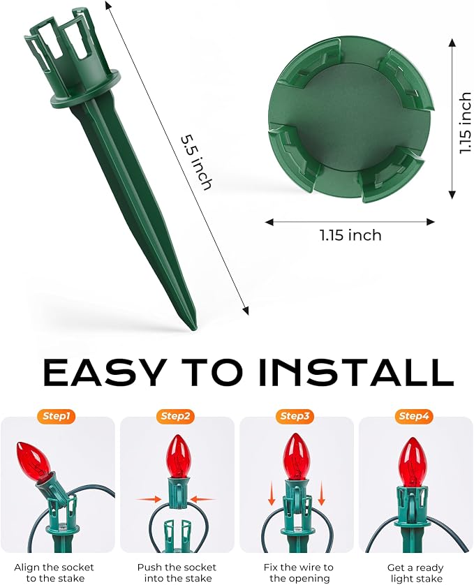 100-Pack Plastic Light Stakes, 5.5 Inch Christmas Yard Stakes - Image 4
