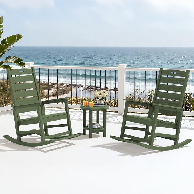 SERWALL Outdoor Rocking Chair Set of 2, Oversized Rocking Chair - Image 10