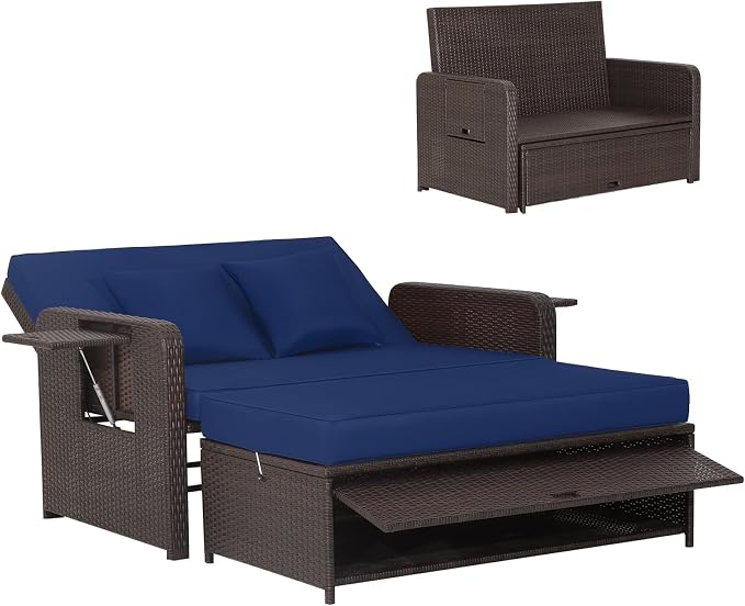 HAPPYGRILL Patio Rattan Wicker Daybed by HAPPYGRILL